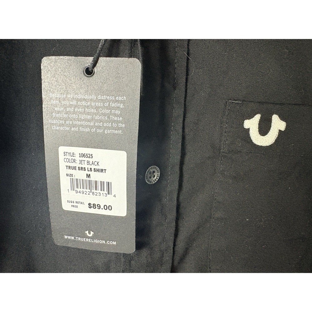 True Religion Embroidered Shirt Mens M Long Sleeve Button Up World Tour NEW $89 - Picture 4 of 8